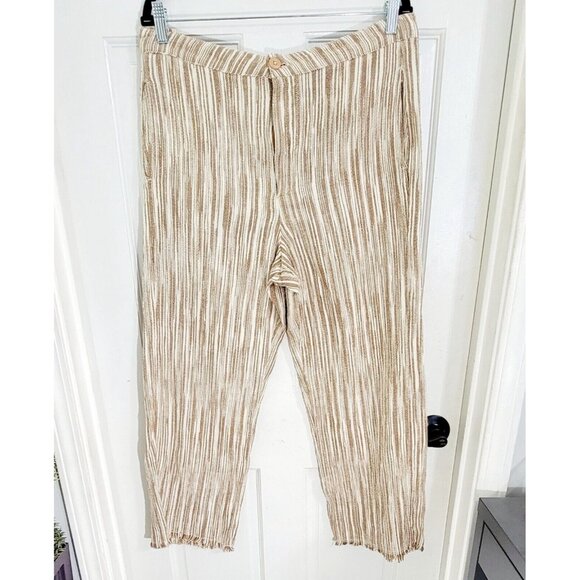 Free People Womens Brown Marta Yarn Dye Trouser Fringe‎ Hem Relaxed Fit Size 12 - Picture 3 of 9